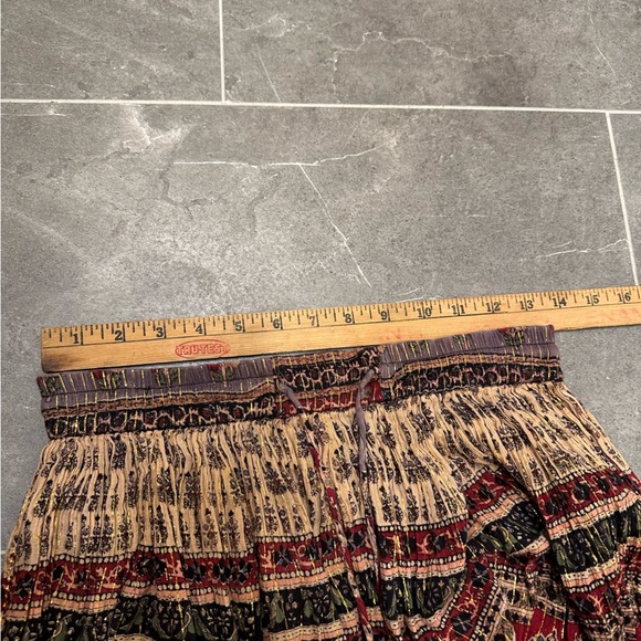 Vintage boho maxi skirt long metallic gold paisley floral red purple black - Picture 6 of 7